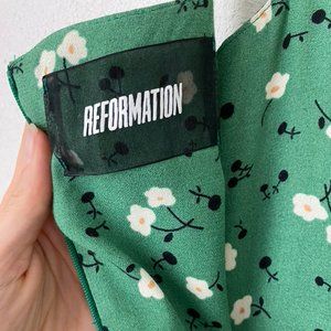 REFORMATION Persimmon Dress - Green Pico Floral